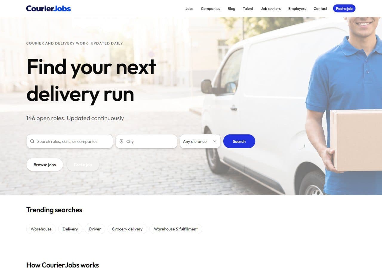 The live courier-jobs.com job board