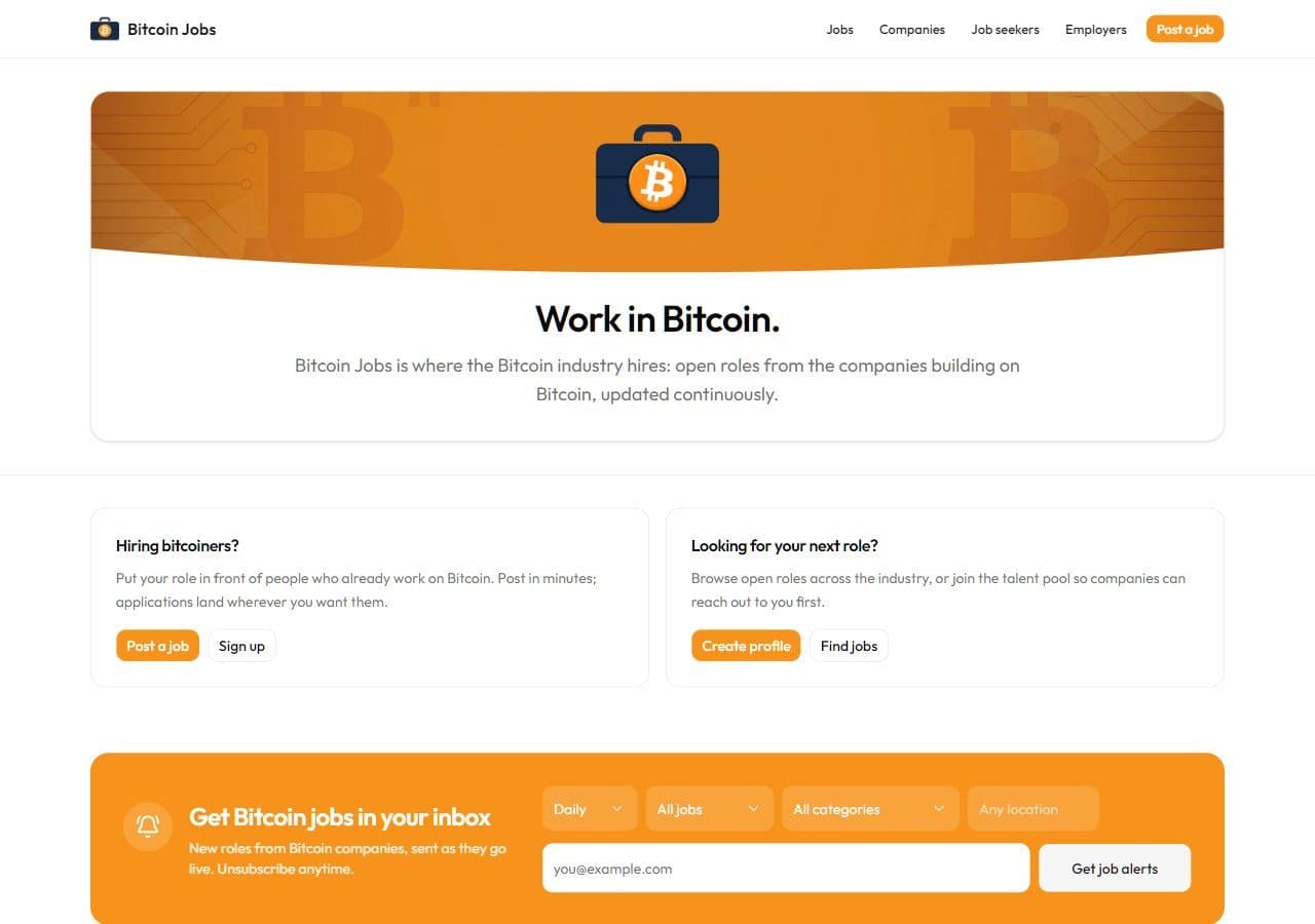 The live findbitcoinjobs.com job board