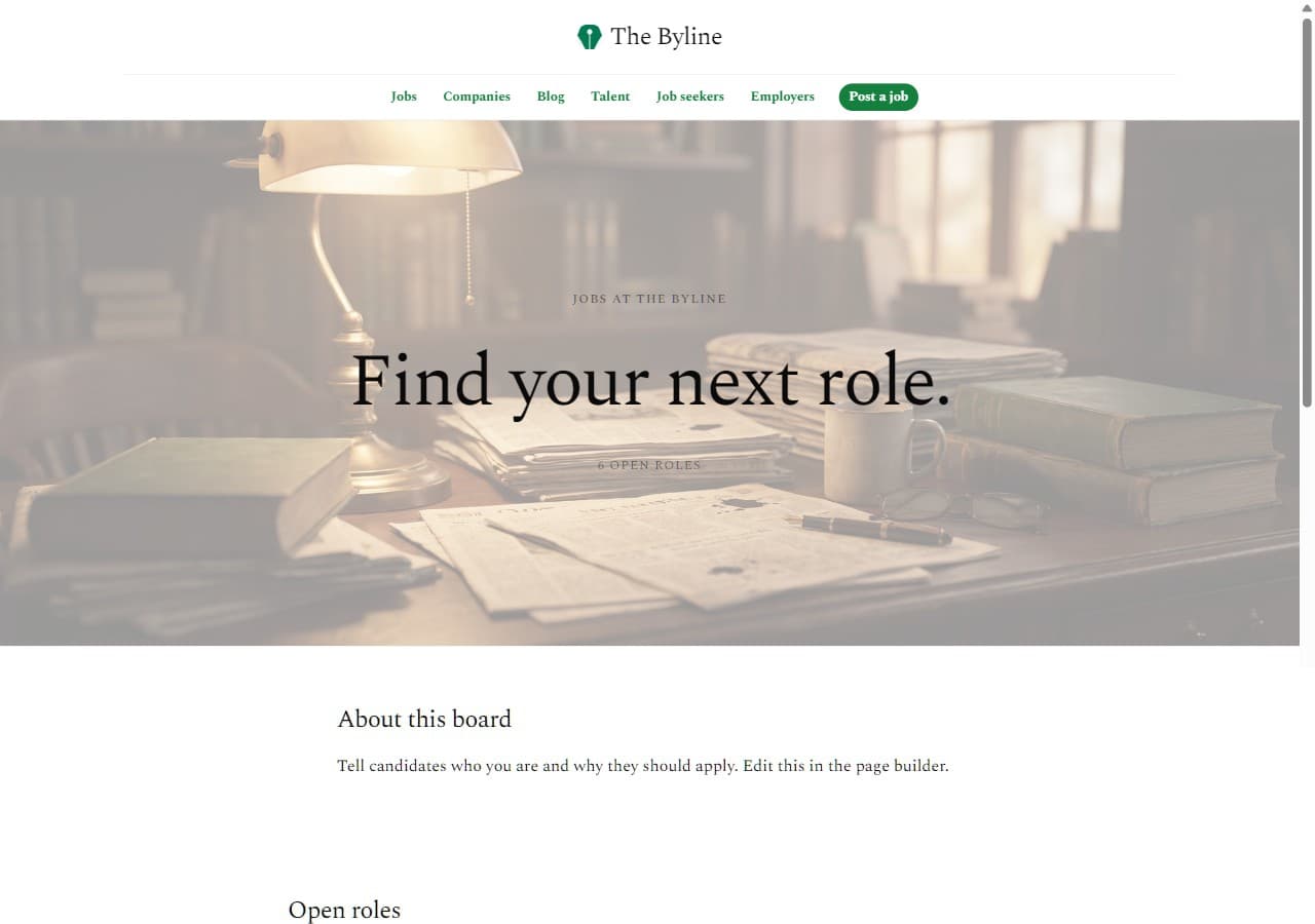 A live board in the The Byline theme