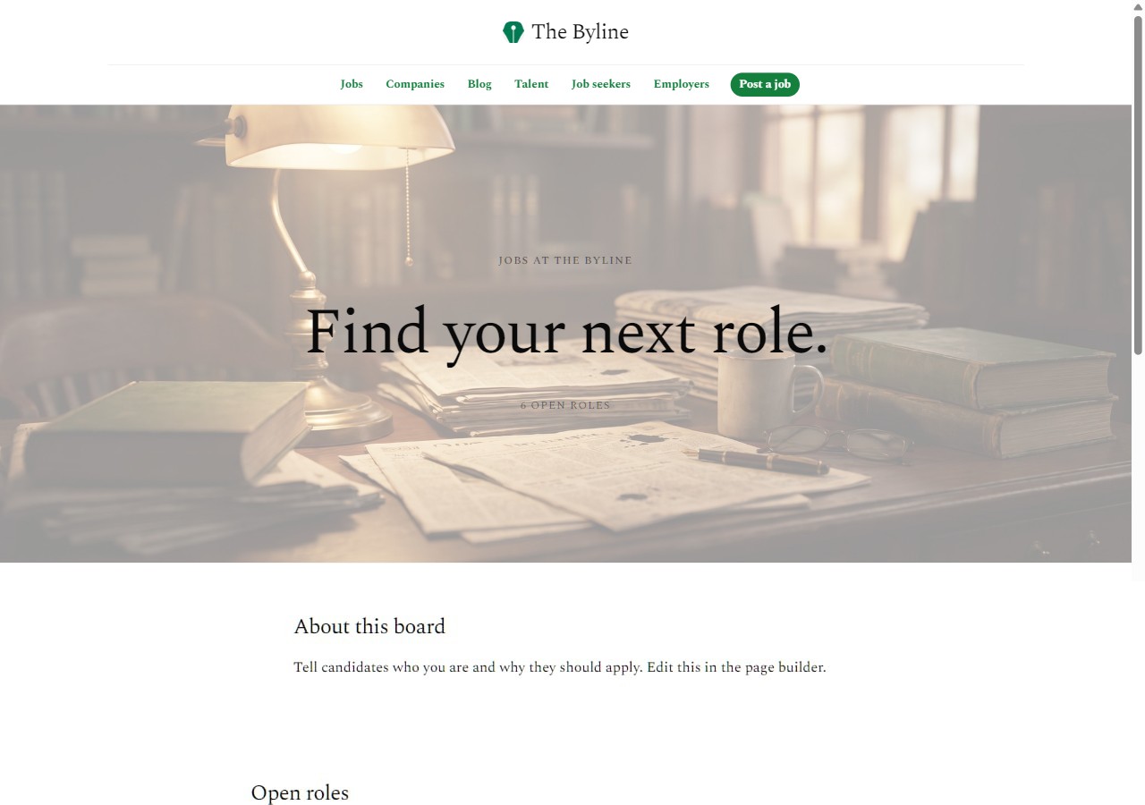 A media job board built on the Editorial theme